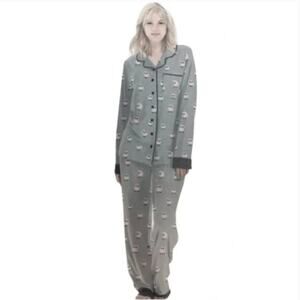 Munki Munki Women's Soft Flannel Barn Owl Pajamas Gray Size M